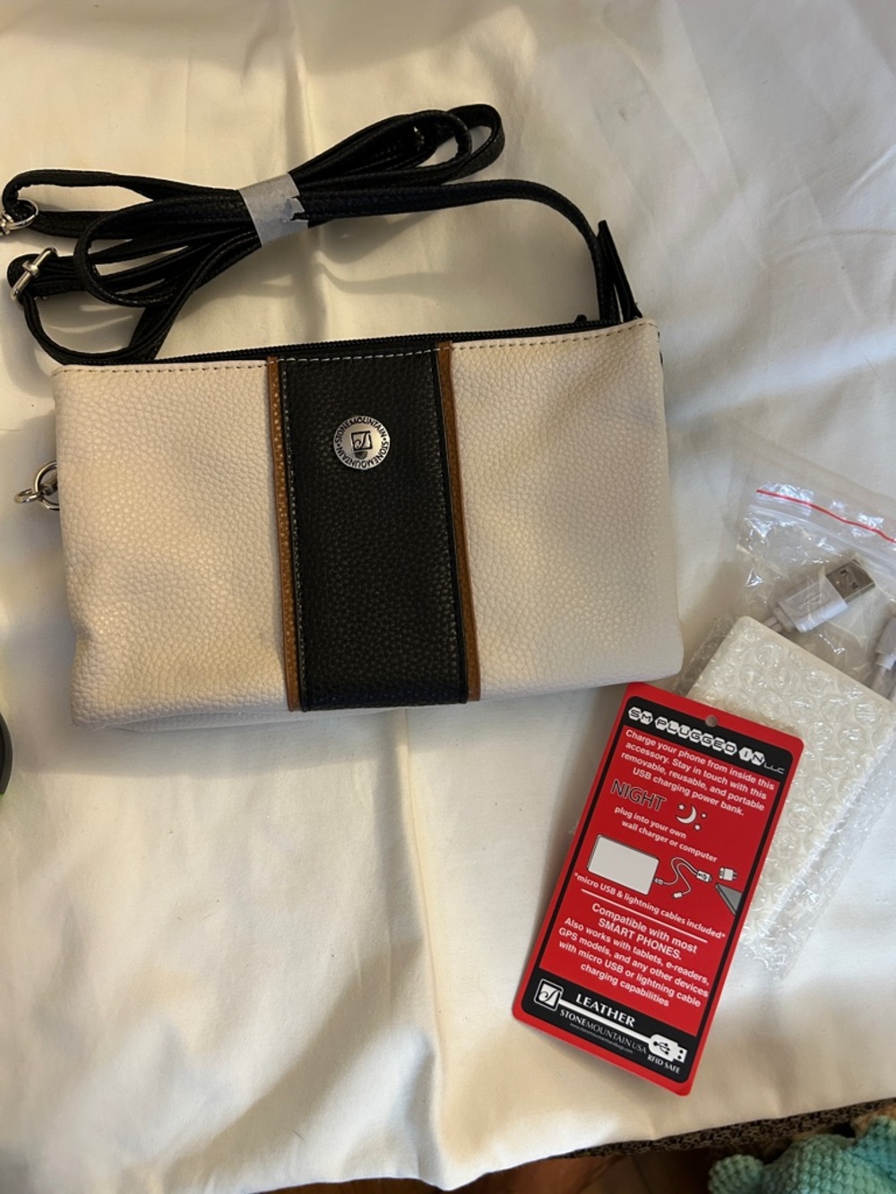 Two-Tone Black and Cream Crossbody Bag